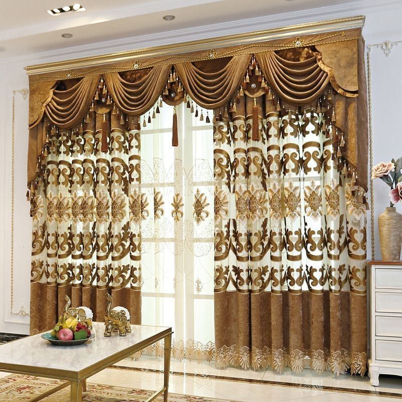 Semi Blackout Curtain Made to Measure Curtain European Flower Embroidery For Living Room Bedroom