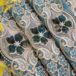 Semi Blackout Curtains European Floral Embroidery Chenille For Living Room Bedroom