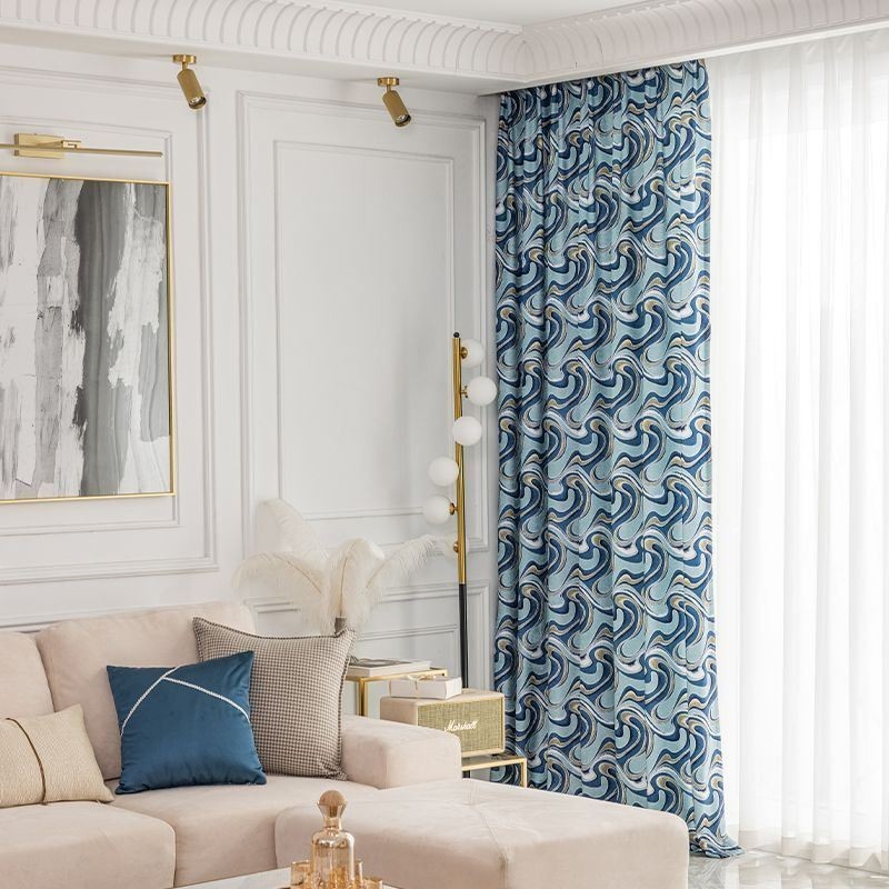 Chenille Printed Curtains Scandinavian Blackout
