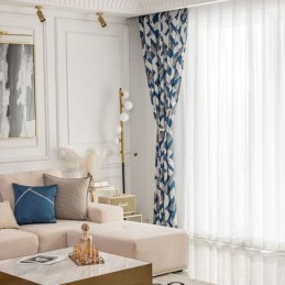 Chenille Curtains Geometric Printed Nordic Style Blackout