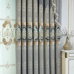 Chenille Semi Blackout Curtain Made to Measure Curtain European Flower Embroidery For Living Room Bedroom