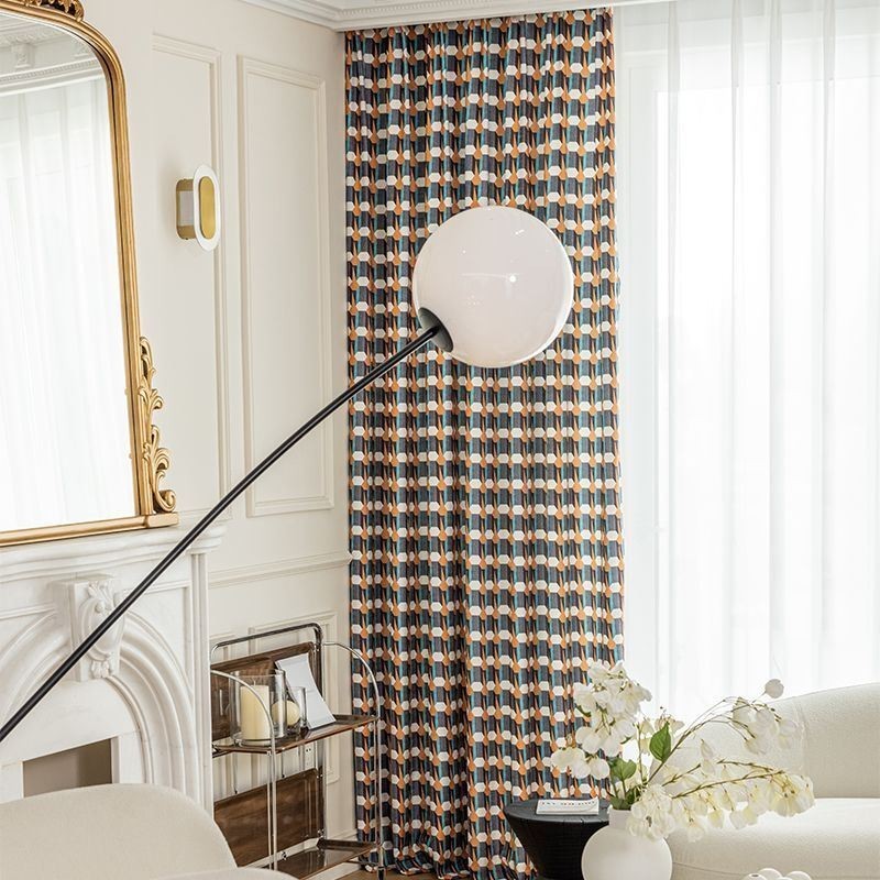 Chenille Curtain Made to Measure Curtain Nordic Style Geometric Printed Blackout