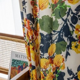Cotton Curtain Made to Measure Curtain Plant Printed Nordic Style