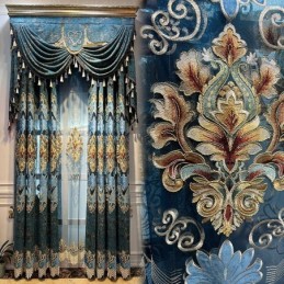 Chenille Semi Blackout Curtain Made to Measure Curtain European Flower Embroidery For Living Room Bedroom