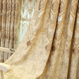 Chenille Semi Blackout Curtain Made to Measure Curtain European Flower Embroidery Living Room Bedroom