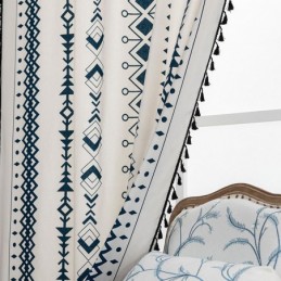 Geometric Printed Linen Curtain Made to Measure Curtain Nordic Style For Living Room Bedroom