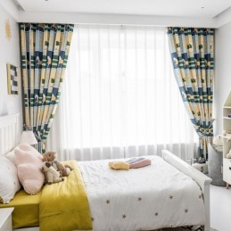 Cotton Curtains Kid's Style White Horse Printed