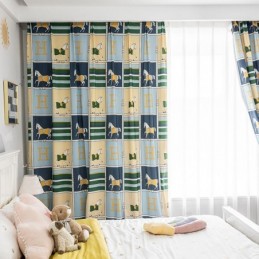 Cotton Curtains Kid's Style White Horse Printed