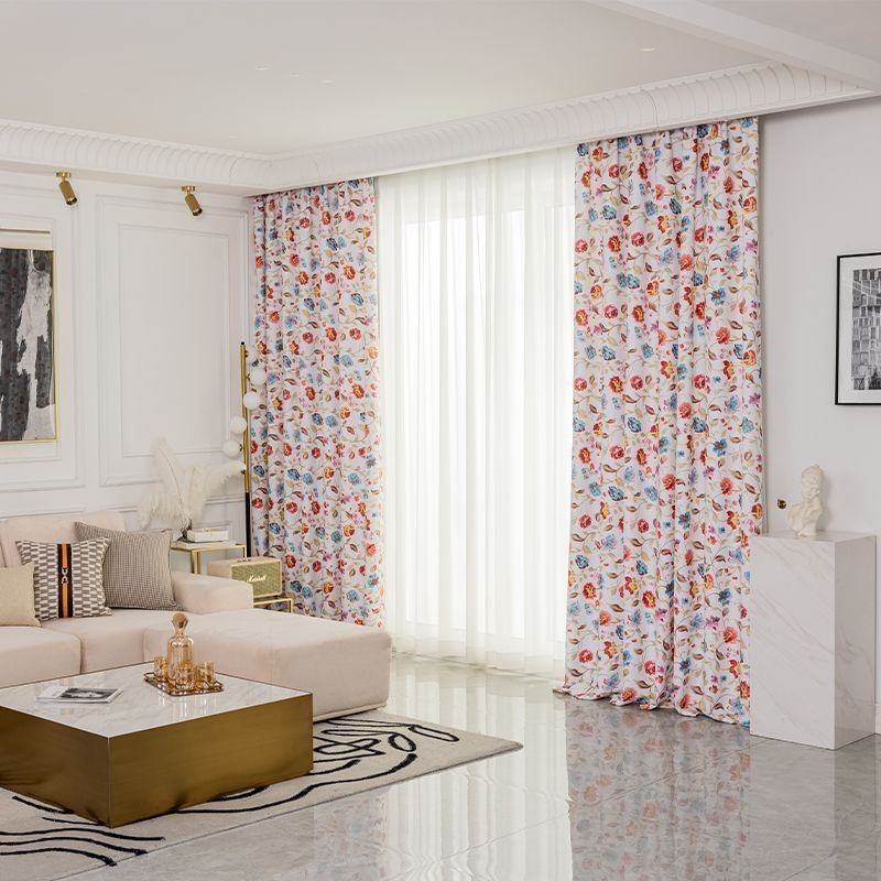 American Style Curtains Plant Printed