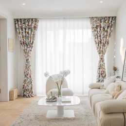Leaf Printed Curtains American Style Polyester