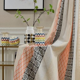 Nordic Cotton Linen Blackout Curtain Made to Measure Curtain Geometric Jacquard For Living Room Bedroom