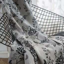 Linen Blackout Curtain Made to Measure Curtain Nordic Plant Embroidered For Living Room Bedroom