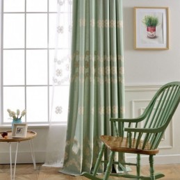 Nordic Style Cotton Blackout Curtain Made to Measure Curtain Floral Embroidered