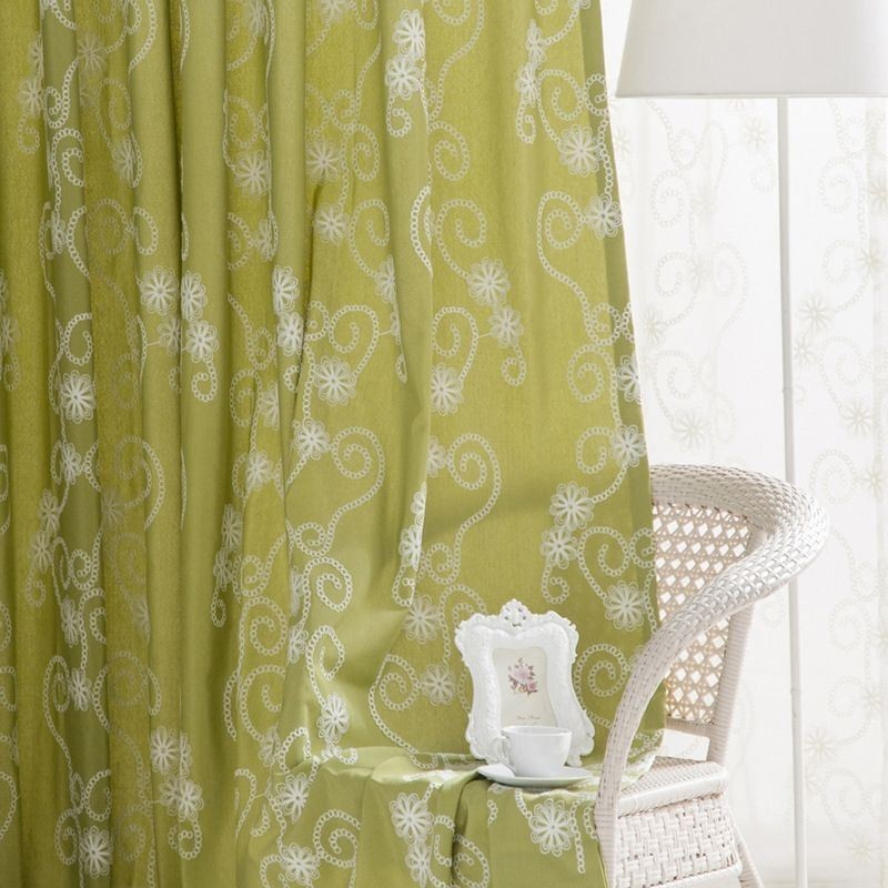 Plant Embroidered Curtain Made to Measure Curtain Nordic Style Cotton For Living Room Bedroom