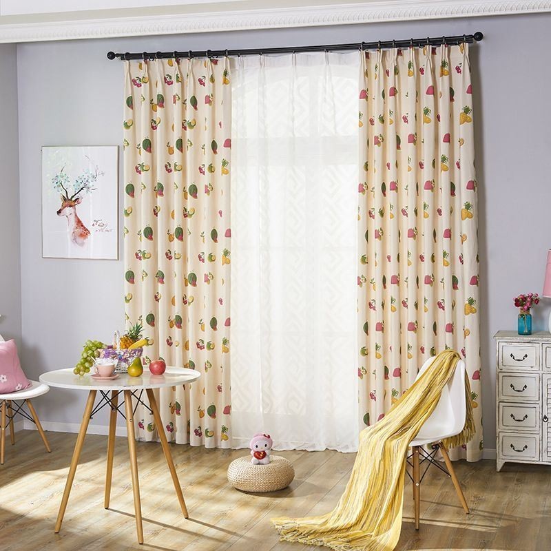 Nordic Cotton Blackout Curtains Fruit Print For Living Room Bedroom