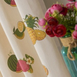Nordic Cotton Blackout Curtains Fruit Print For Living Room Bedroom