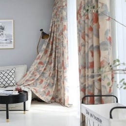Cotton Linen Blackout Curtains Nordic Printed For Living Room Bedroom
