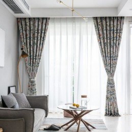 Printed Curtains American Plants and Birds Blackout