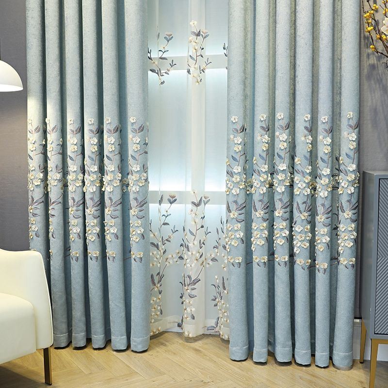 Blackout Curtain Made to Measure Curtain Nordic Style Plant Embroidery For Living Room Bedroom