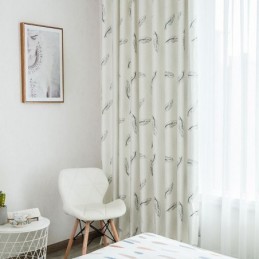 Blackout Curtains Nordic Feather Printed For Living Room Bedroom