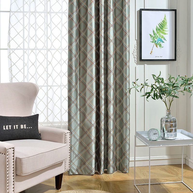 Nordic Blackout Curtain Made to Measure Curtain Rhombus Jacquard For Living Room Bedroom