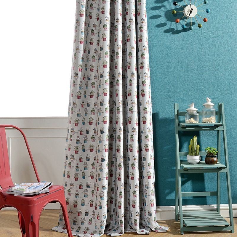 Nordic Blackout Curtain Made to Measure Curtain Potted Plant Printed For Living Room Bedroom