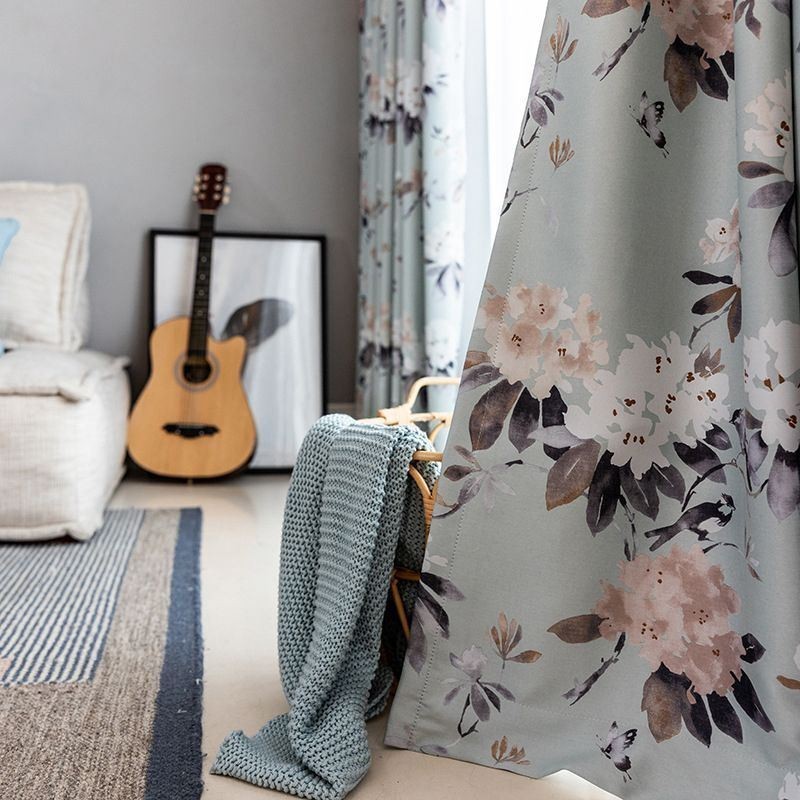 Nordic Blackout Curtains Printed Floral Window For Living Room Bedroom