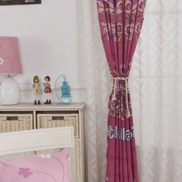 Cotton Blackout Curtains Kids Style Kitty Cat Printed For Living Room Bedroom