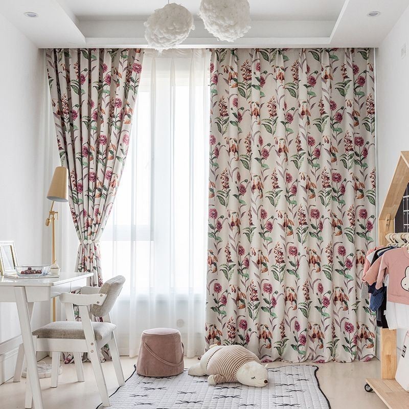 Nordic Blackout Curtains Plant Printed For Living Room Bedroom