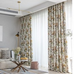 Nordic Blackout Curtains Plant Printed For Living Room Bedroom