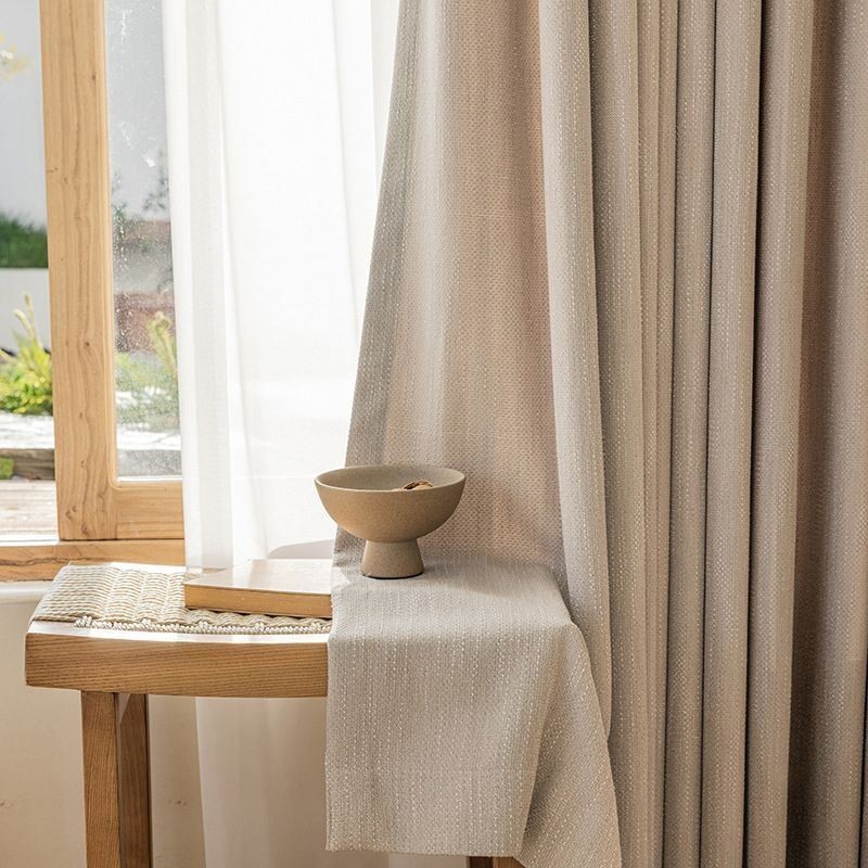 Modern Blackout Curtains Solid Color Jacquard For Living Room