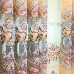 Luxury Chenille Curtain Made to Measure Curtain Floral Embroidered Curtains For Living Room Bedroom