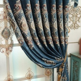 Embroidered Blackout Curtain Made to Measure Curtain European Luxury Floral Window Drapes For Living Room