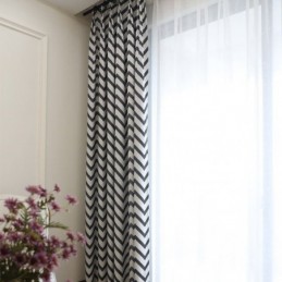 Luxury Jacquard Curtains Wavy Striped Blackout For Living Room