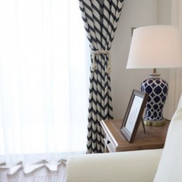 Luxury Jacquard Curtains Wavy Striped Blackout For Living Room