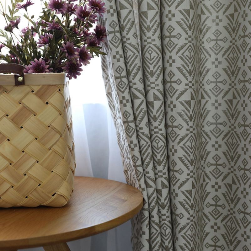 Luxury Jacquard Curtains Geometric Blackout For Living Room