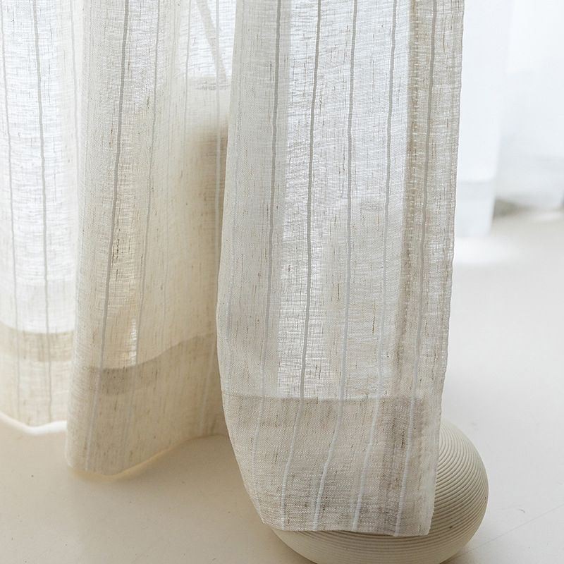 Striped Jacquard Sheer Curtains Solid Voile Tulle For Living Room