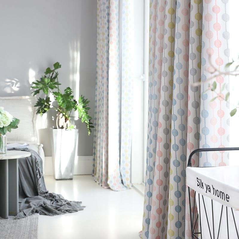 Modern Simple Curtain Made to Measure Curtain Unique Beed Strings Printing Blackout Kid's Room Fabric