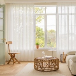 Modern White Sheer Curtains Leaf Tulle For Living Room Bedroom