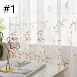 Modern Decorative Sheer Curtain Made to Measure Curtain Plant Embroidered Tulle Curtains For Bedroom