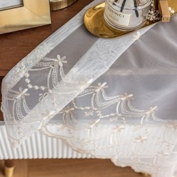 Flower Tulle Curtains White Voile Sheer For Living Room