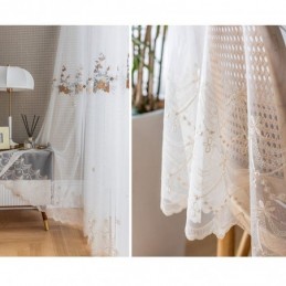 Flower Tulle Curtains White Voile Sheer For Living Room