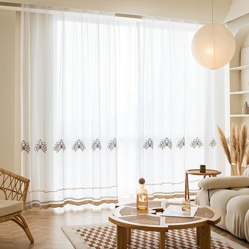 Embroidered Sheer Tulle Curtains Elegant Drapes Cortinas For Living Room