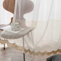 Embroidered Sheer Tulle Curtains Transparent Drapes Cortinas For Living Room