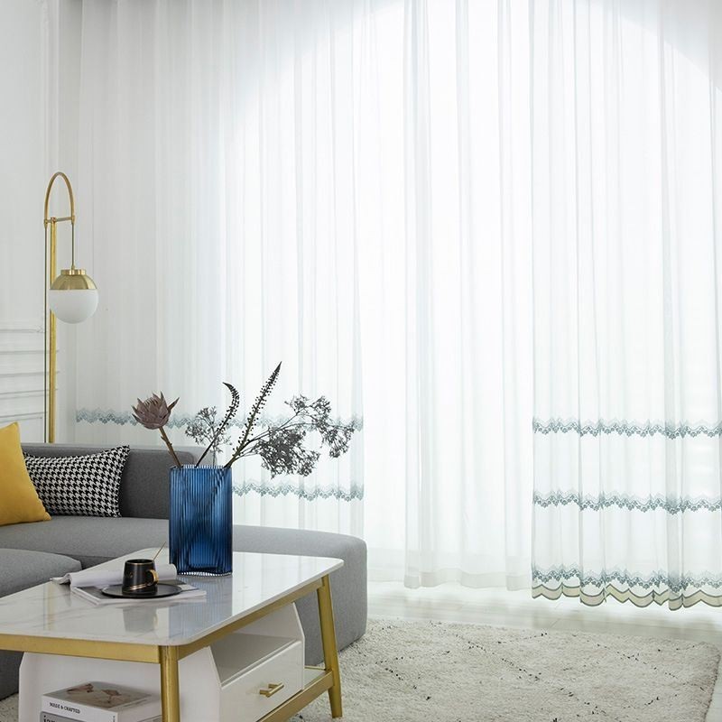 Sheer Curtain Made to Measure Curtain Leaf Embroidered Tulle Curtains For Bedroom