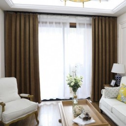 Luxury Solid Curtains Brown...