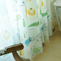 Modern Semi Blackout Curtain Made to Measure Curtain Animals Printed Kids Room