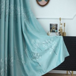 Nordic Style Tree Pattern Curtains Satin Jacquard Living Room Bedroom
