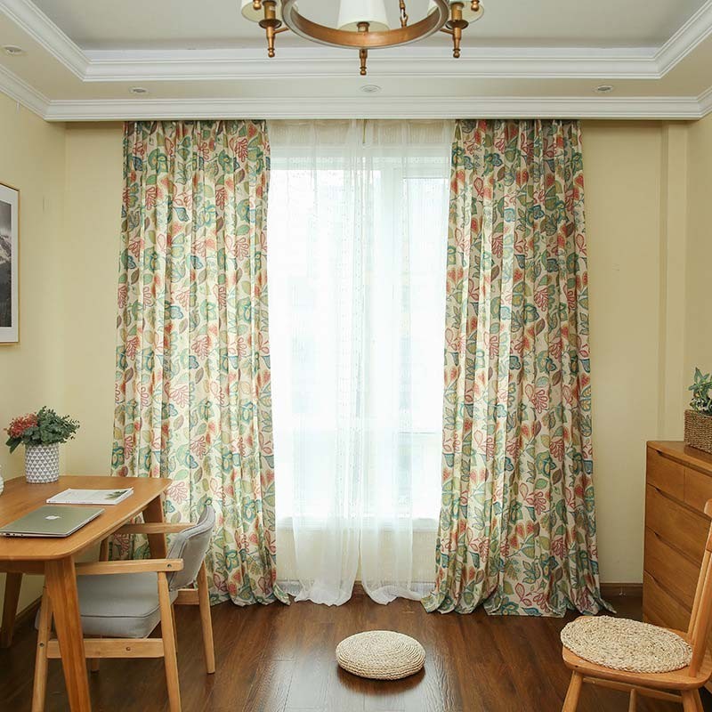 American Retro Curtain Made to Measure Curtain Abstract Flower Printing Bedroom Living Room Semi Blackout Fabric