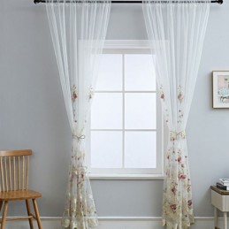 European Embroidered Tulle Curtain Made to Measure Curtain Floral Voile Sheer Living Room